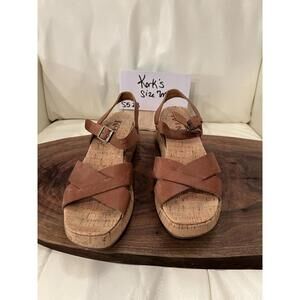 Kork-Ease Kork’s Platform Sandals Womens Size 7M Brown Leather Cork Wedge